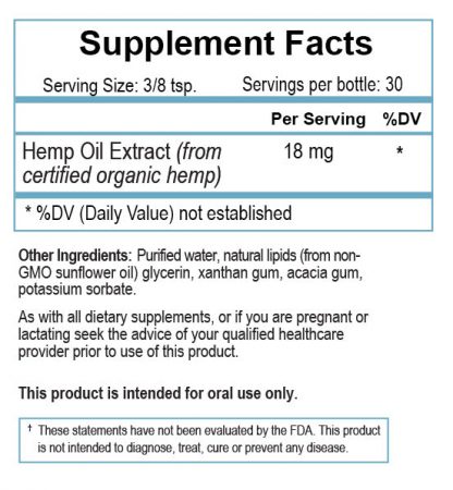 Optivida Hemp Extract 540 Supplement Facts