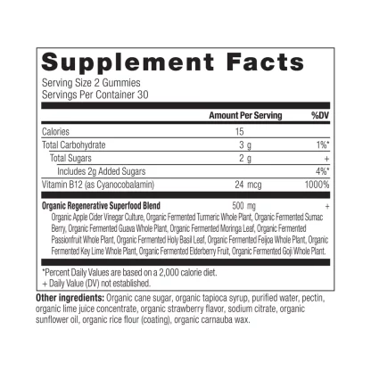 Ancient Nutrition Herbal Cider Vinegar Gummies Supplement Facts