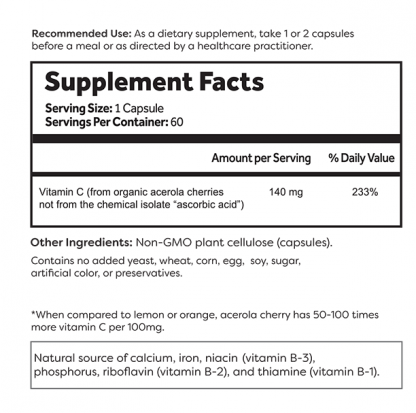 Optivida Vitamin C Supplement Facts