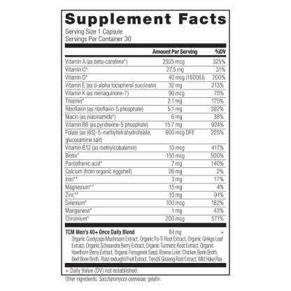 Ancient Nutrition Ancient Multi Mens 40 Once Daily Supplement Facts