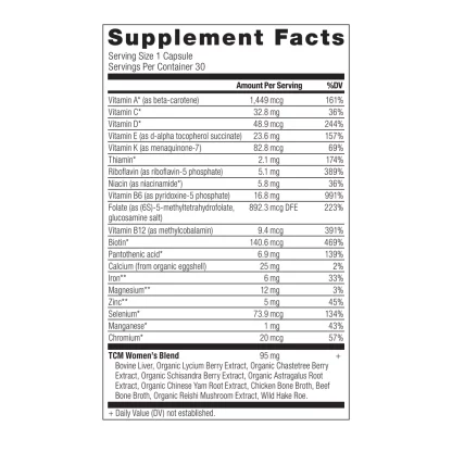 Ancient Nutrition Ancient Multi Womens Once Daily Supplement Facts