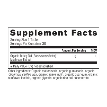 Ancient Nutrition Ancient Mushrooms Organic Turkey Tail Supplement Facts