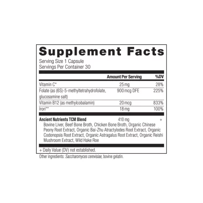 Ancient Nutrition Ancient Nutrients Iron Supplement Facts