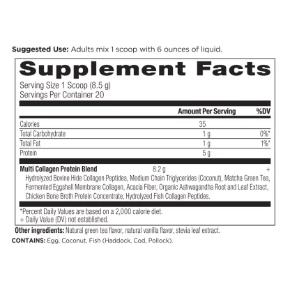 Ancient Nutrition Collagen Matcha Energizer Supplement Facts