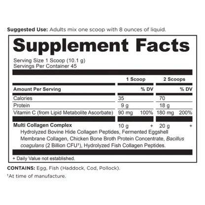 Ancient Nutrition Collagen Protein Unflavored Supplement Facts