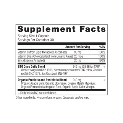 Ancient Nutrition Sbo Probiotics Immune Once Daily Supplement Facts