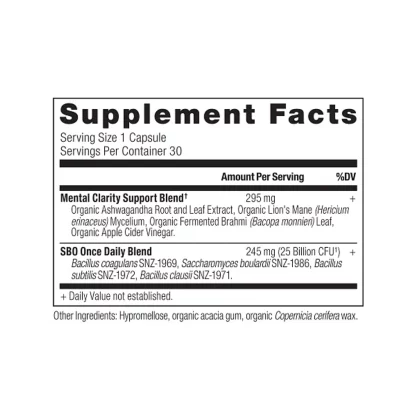 Ancient Nutrition Sbo Probiotics Mental Clarity Once Daily Supplement Facts