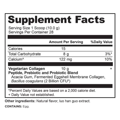 Ancient Nutrition Vegetarian Collagen Peptides Powder Supplement Facts