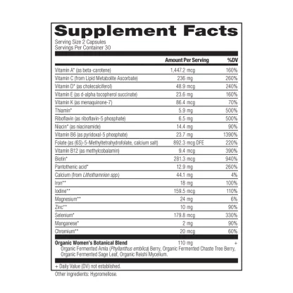 Ancient Nutrition Womens Fermented Multivitamin Supplement Facts