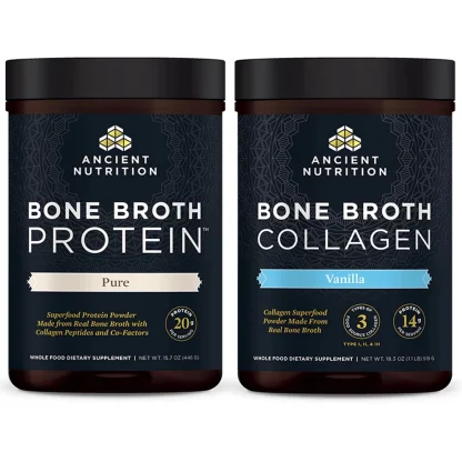 Ancient Nutrition Bone Broth Collagen Vanilla and Bone Broth Protein Pure