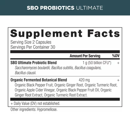 Ancient Nutrition SBO Probiotics Ultimate Supplement Facts