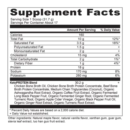 Ancient Nutrition Keto Protein Vanilla Supplement Facts