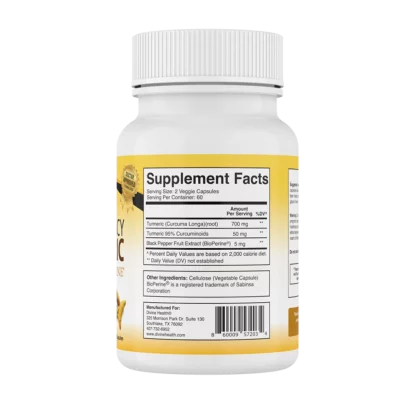 Divine Health High Potency Turmeric With Bioperine right label