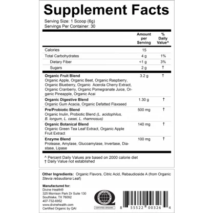 Divine Health Red Supremefood Supplement Facts