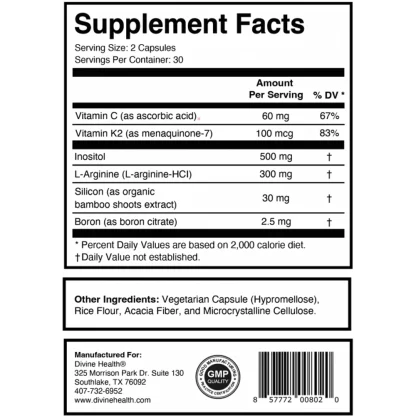 Divine Health Silical 2 Bone Support 60 Capsules Supplement Facts